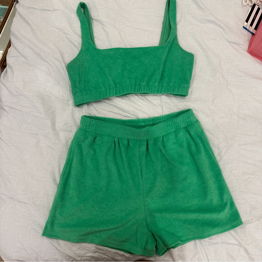 vintage havana green terrycloth matching set